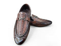 Handwoven Burnished Brown Leather Loafers with Antique Gold Bit Buckle – Modern Dandy Series