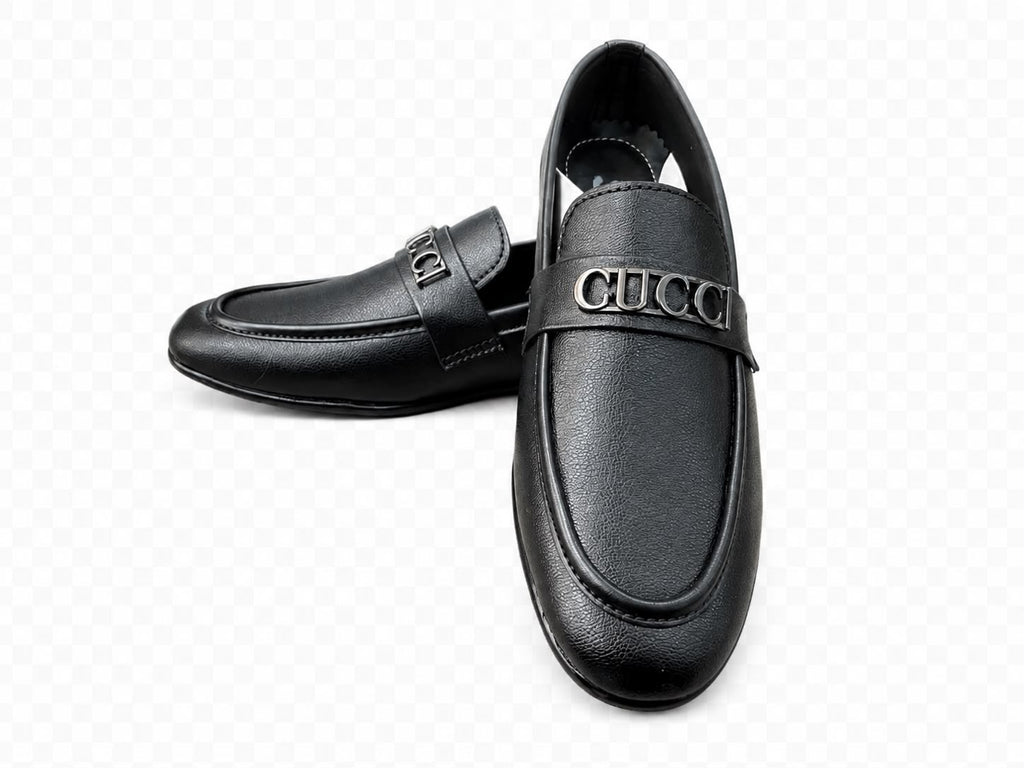 Premium Men’s Brown Leather Loafers with Gold Buckle – Elegant Slip-On Dress Shoes