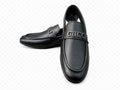 Premium Men’s Brown Leather Loafers with Gold Buckle – Elegant Slip-On Dress Shoes
