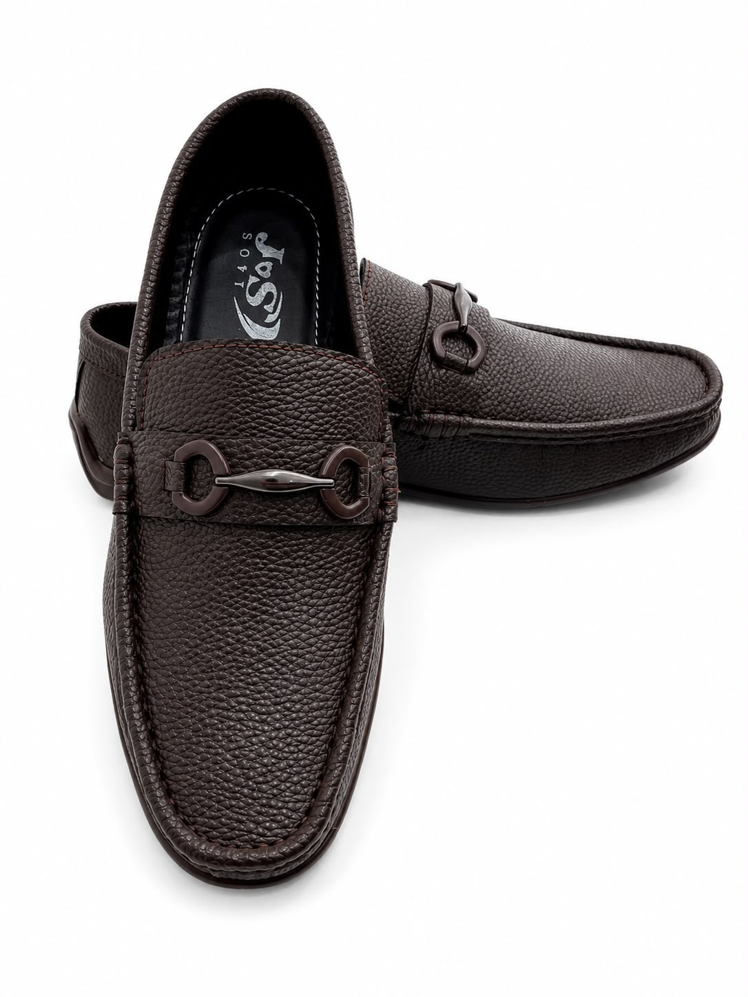 Men’s Premium Leather Loafers – Stylish Buckle Design | Black & Brown