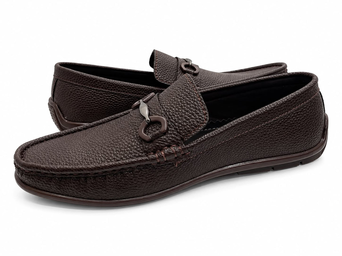 Men’s Premium Leather Loafers – Stylish Buckle Design | Black & Brown