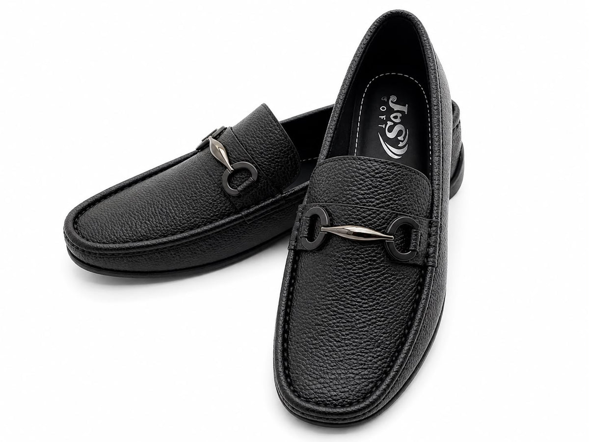 Men’s Premium Leather Loafers – Stylish Buckle Design | Black & Brown