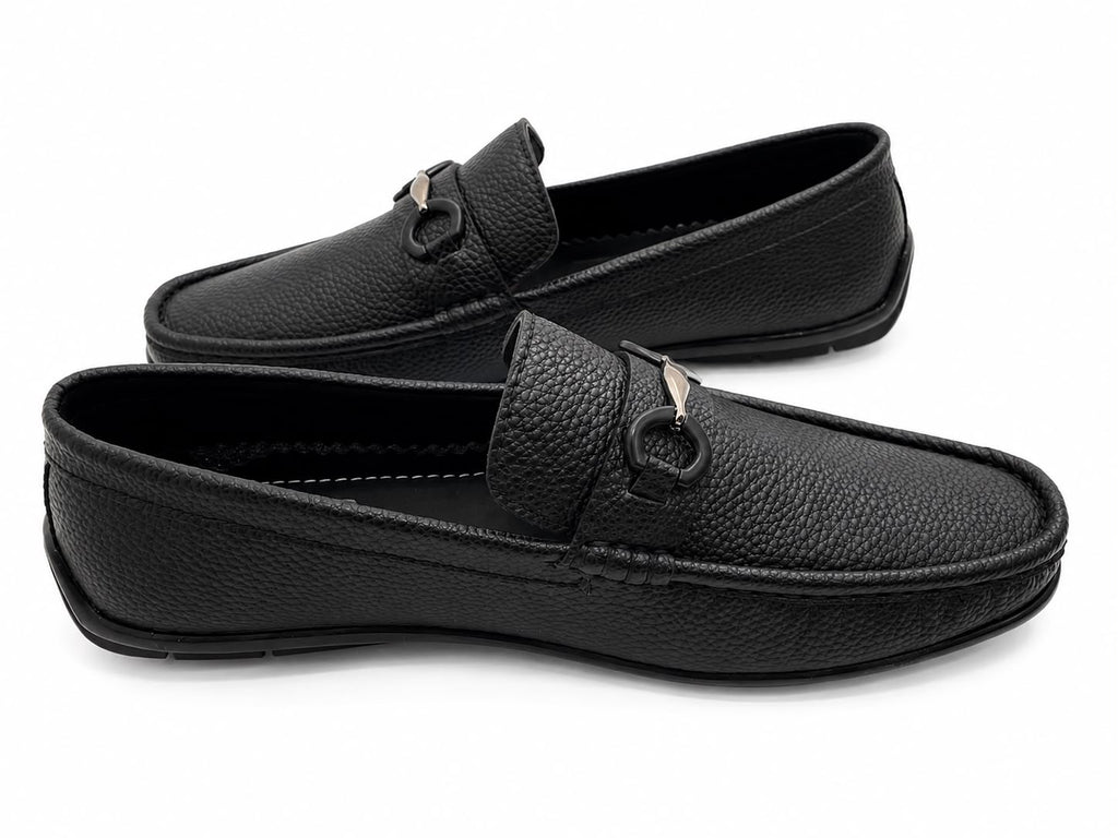 Men’s Premium Leather Loafers – Stylish Buckle Design | Black & Brown
